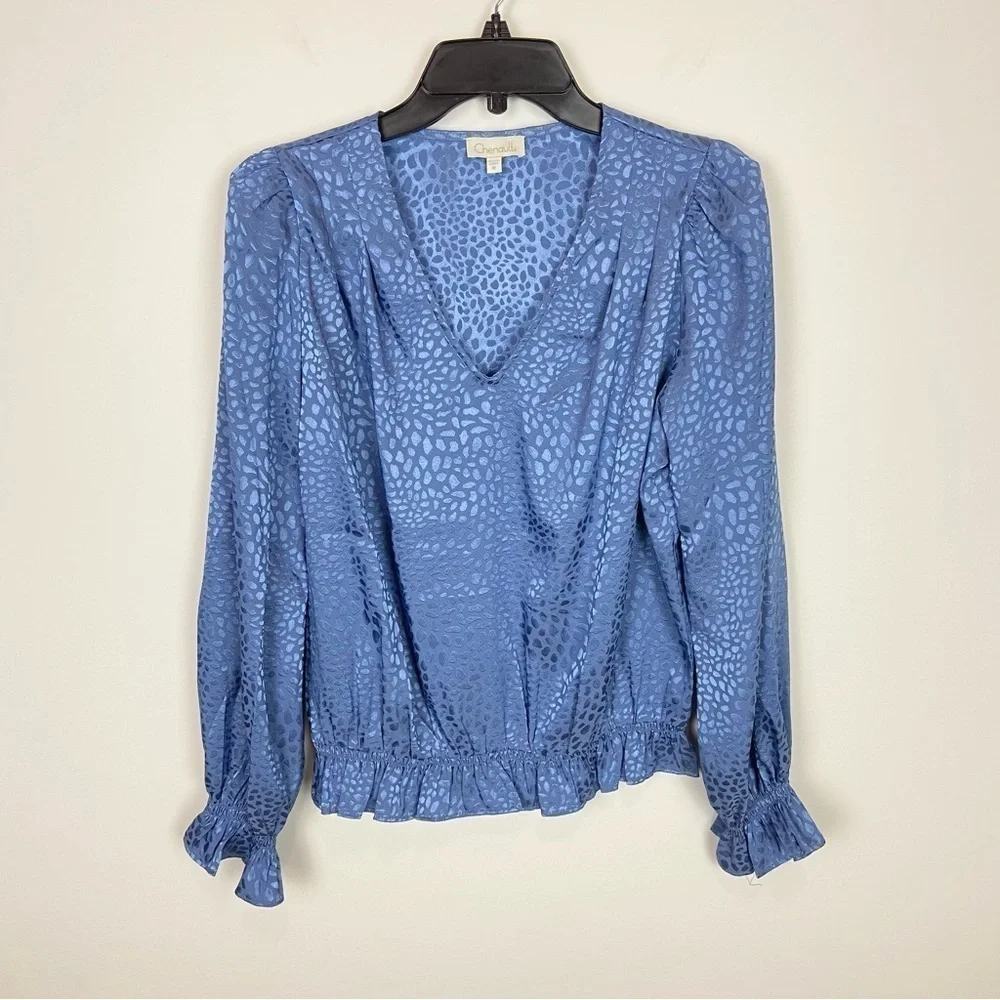 Chenault Satin Pebbled Blouse M NWOT